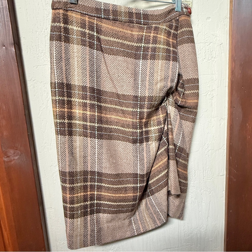 Cartonnier Brown Plaid Pencil Skirt